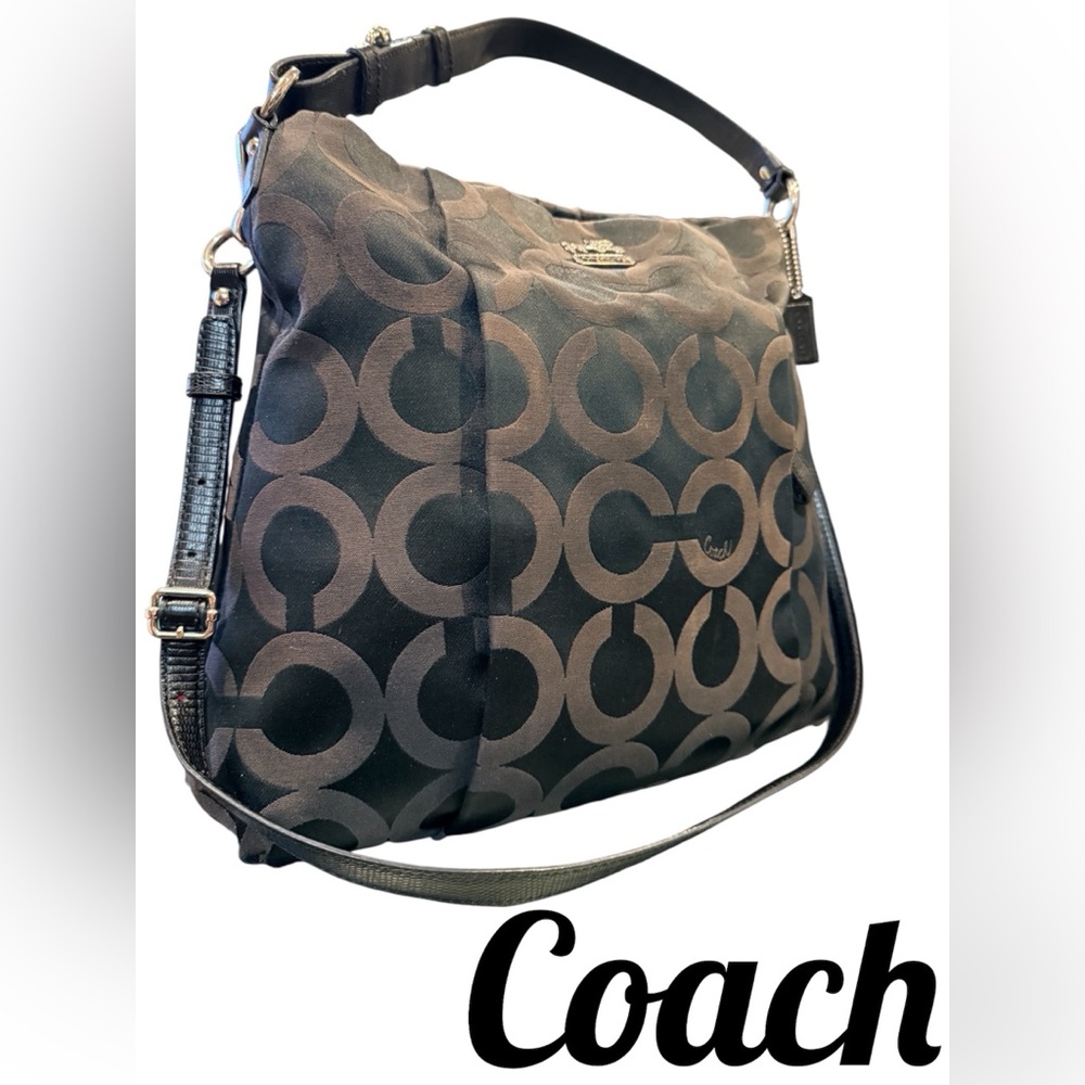 Coach Madison Black Opt Art Isabel Handbag Shoulder Bag 14”x13”x5” EUC MSRP $298